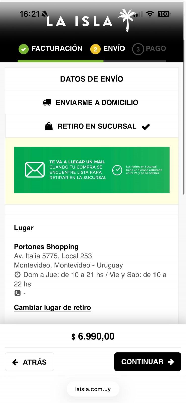 Paso 3 - Método de entrega
