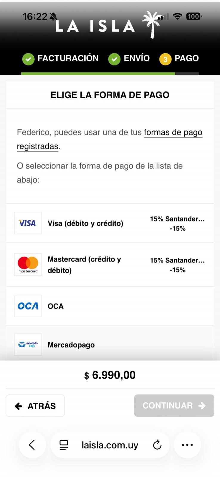 Paso 4 - Medio de pago