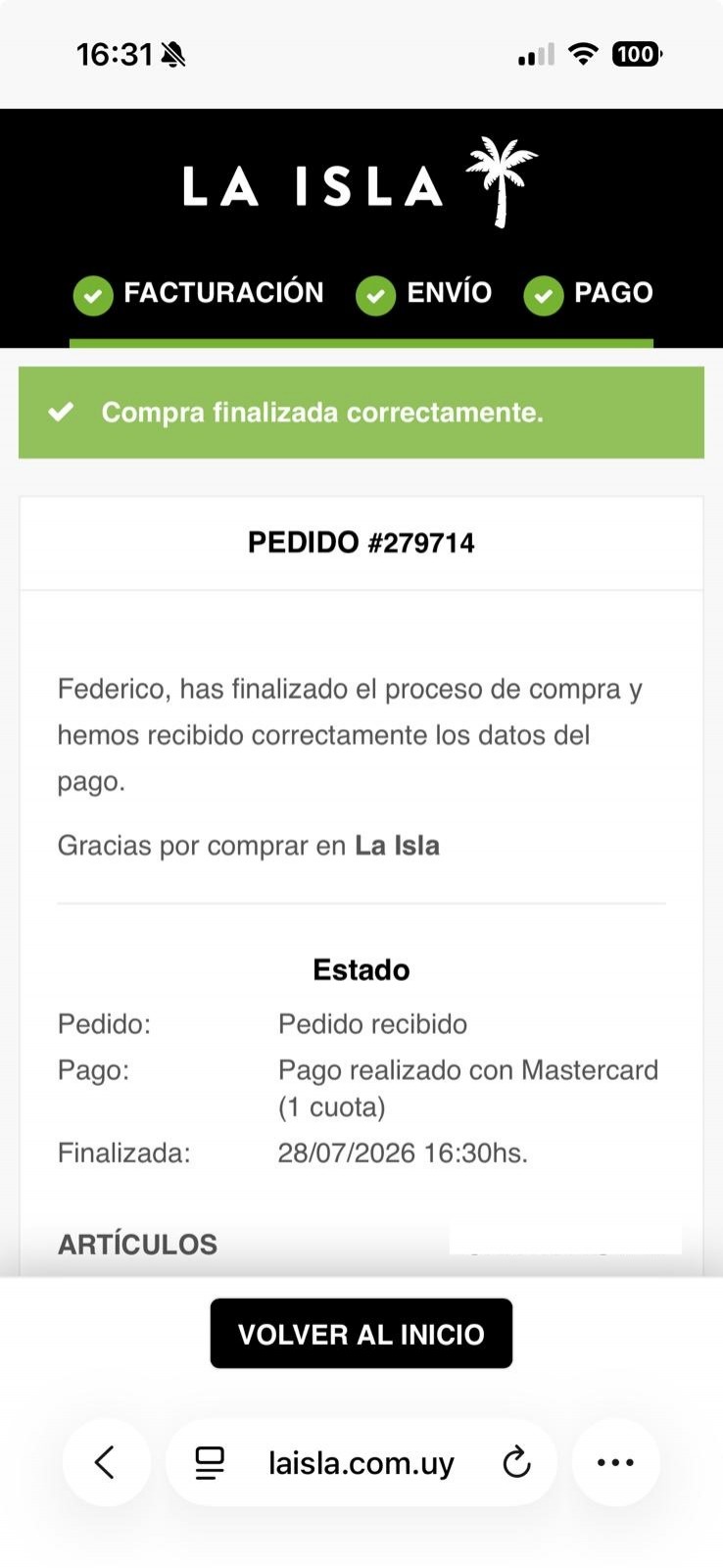 Paso 5 - Confirmación final